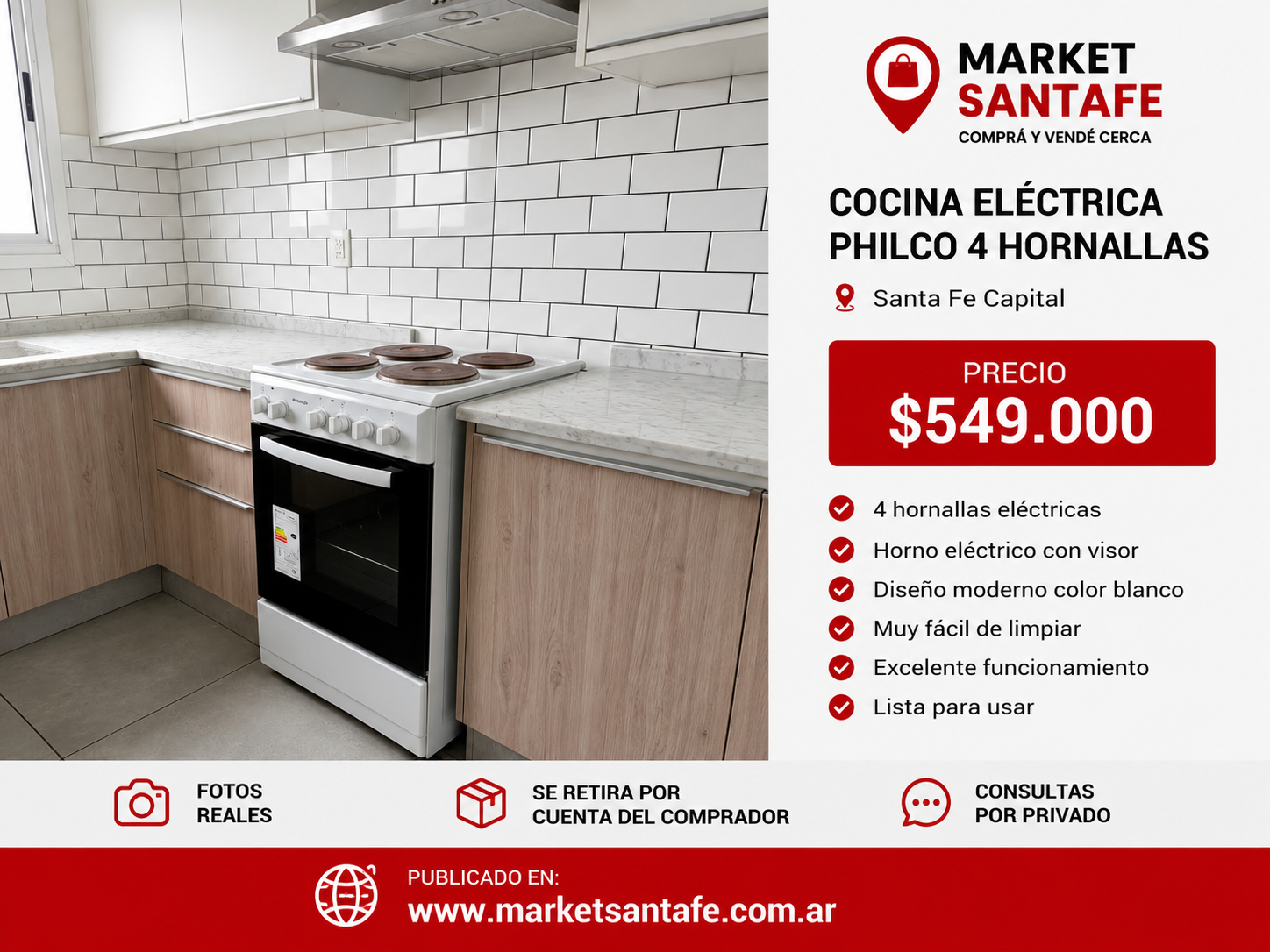 Cocina eléctrica Philco 4 hornallas