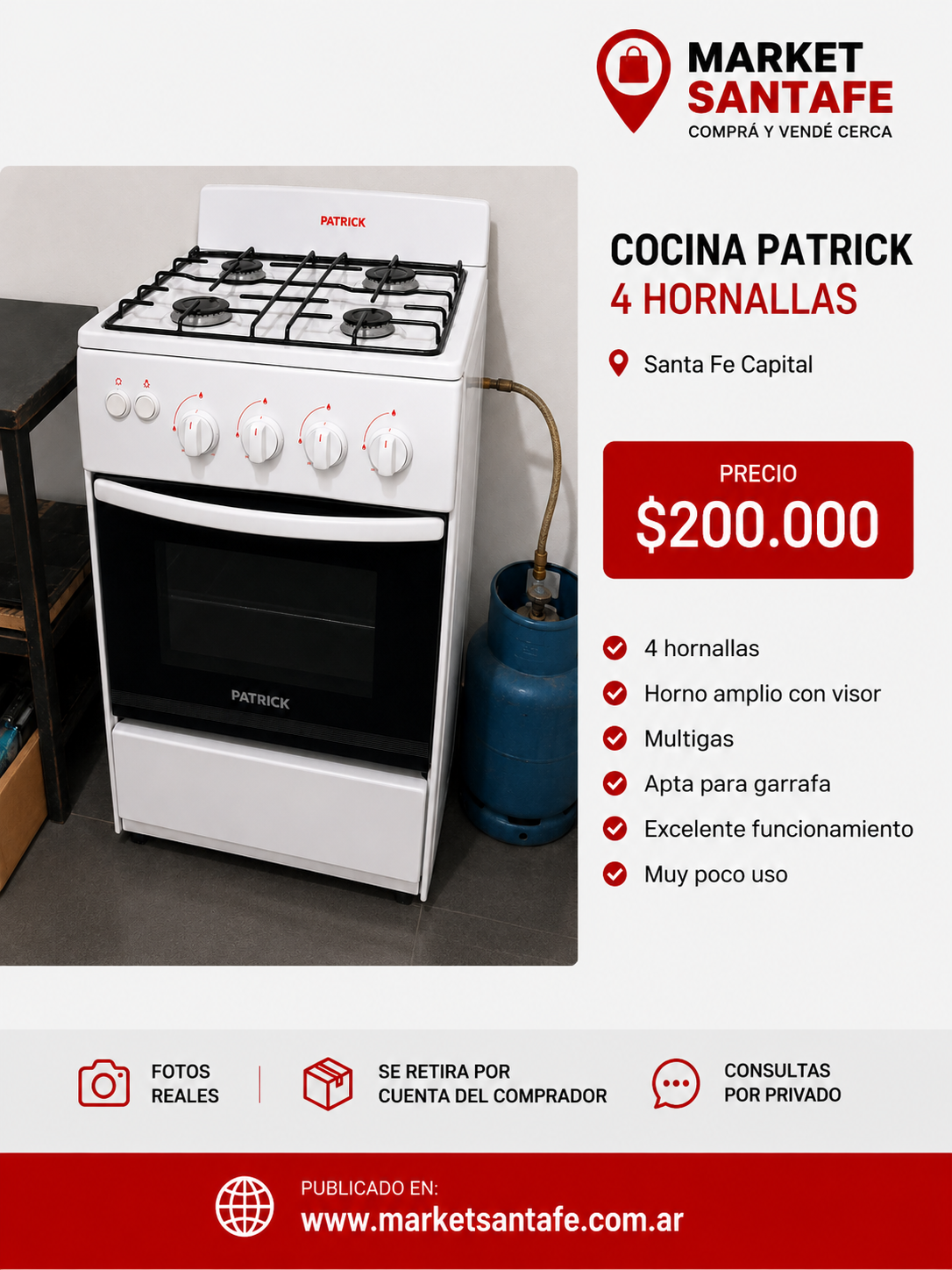 Cocina Patrick 4 hornallas