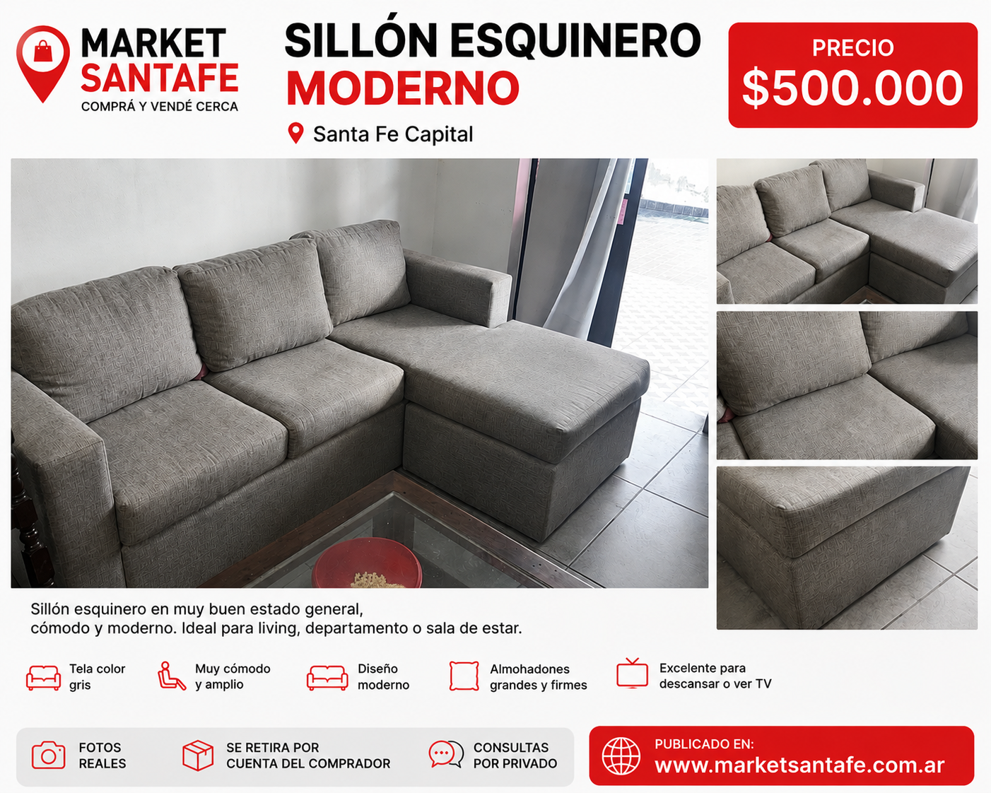 Sillón esquinero moderno