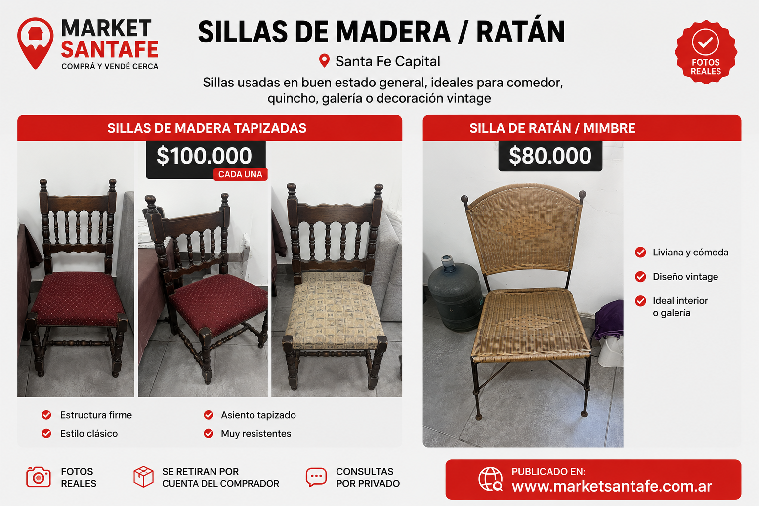 Sillas de madera tapizadas