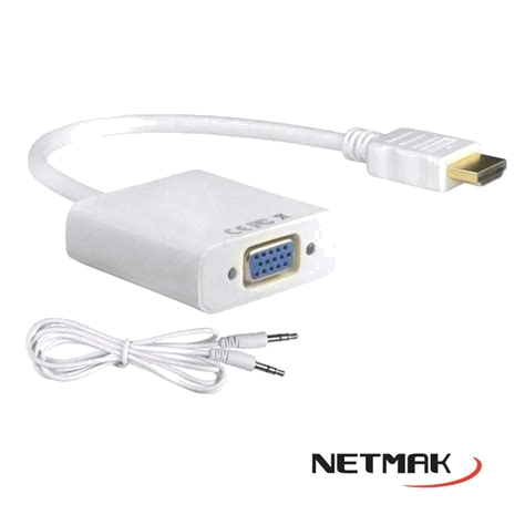 Conversor VGA a HDMI Netmak con Audio Estéreo