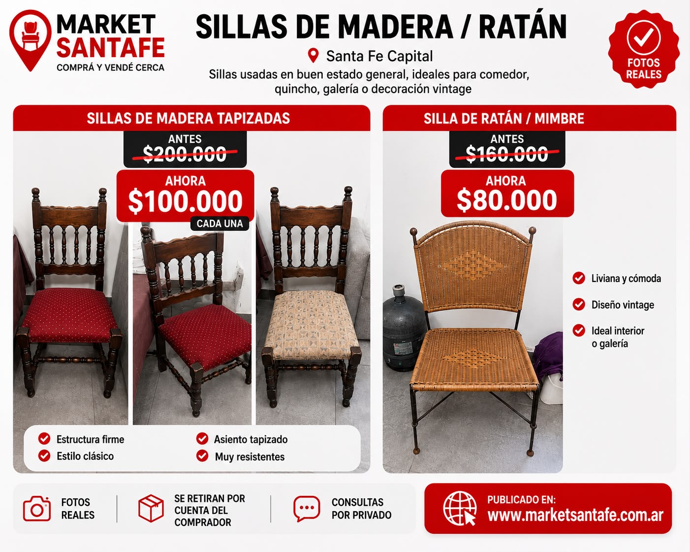 Sillas de madera tapizadas